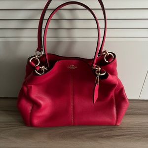 COACH Lexy Shoulder Bag in Pebble Leather Red